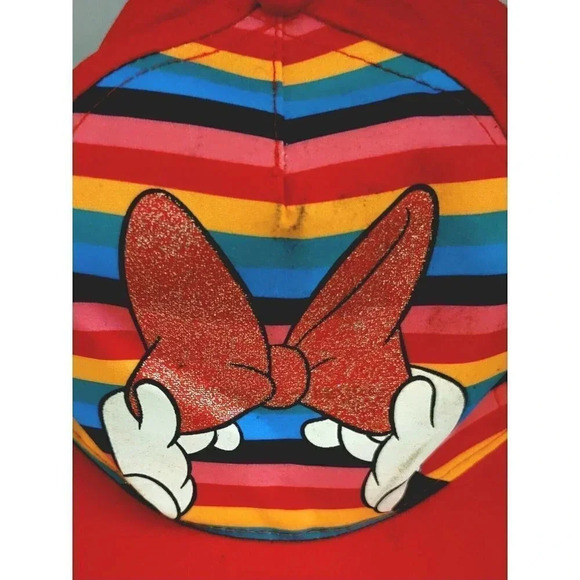 DISNEY MINNIE MOUSE RAINBOW / RED BOW CHILD HAT CAP ADJUSTABLE - Picture 4 of 7